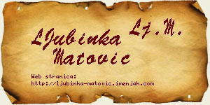 LJubinka Matović vizit kartica